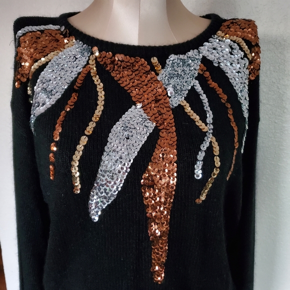 Sequin Vintage Sweater 65%Silk, Angora rabbit - Picture 5 of 13